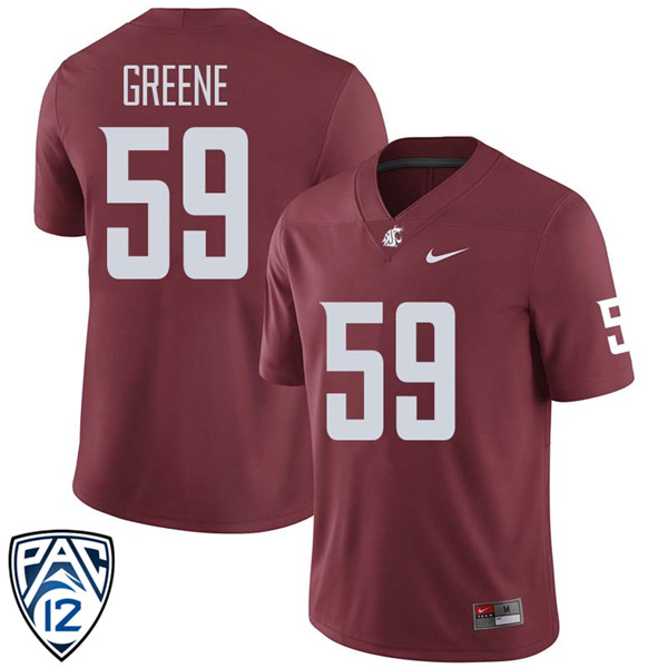 Men #59 Brian Greene Washington State Cougars College Football Jerseys Sale-Crimson